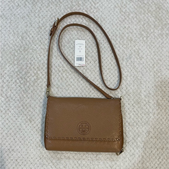 Tory Burch Handbags - Tory Burch Women's Brown Marion Flat Wallet Cross Body Bag - Bark/Brown EUC